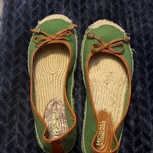 Michael Kors Green and Tan Espadrilles